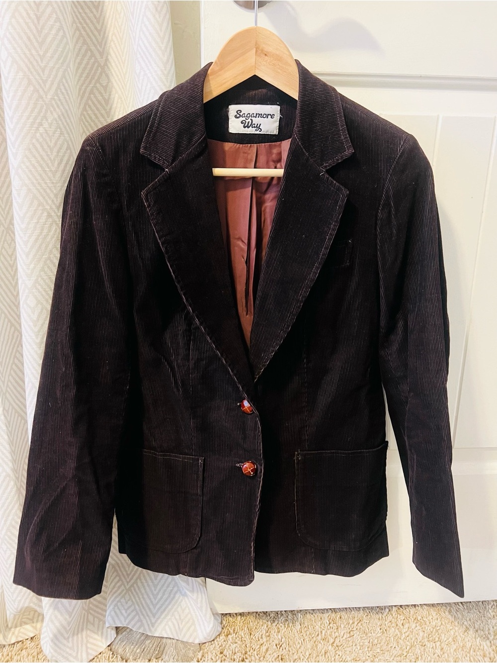 Sagamore Way Women's Dark Brown Corduroy Blazer Jacket Vintage Small